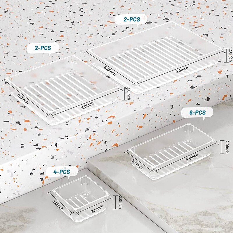 14 Stuks Lade Opslag Systeem Multi-Size Lade Manager Transparante Make Storage Lade Voor Kantoor Computer Desktop