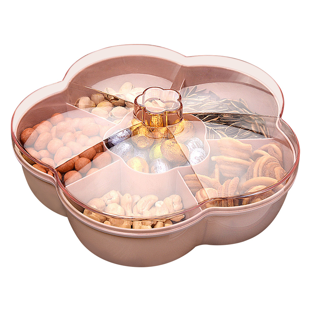 Flower Shape Snack Serving Tray Snacks Storage Box With Lid For Nut Candy Dried Fruit Can Be Placed Separately To Avoid Mixing