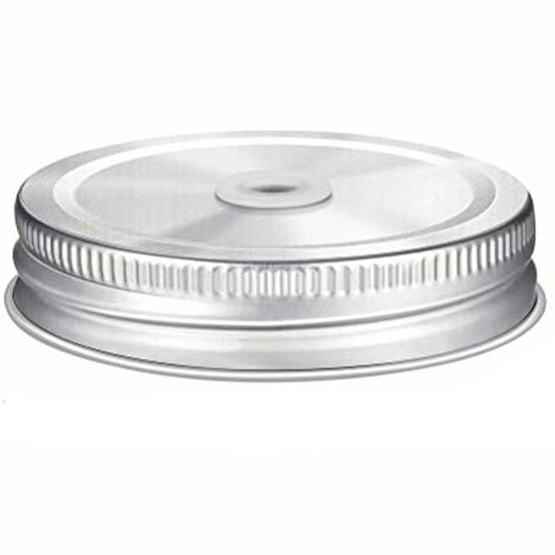 Stainless Steel With Straw Hole Lid Straw Cup Lid For Mason Bottle 70/86mm Flower Stopper Random Color: Silver 86mm