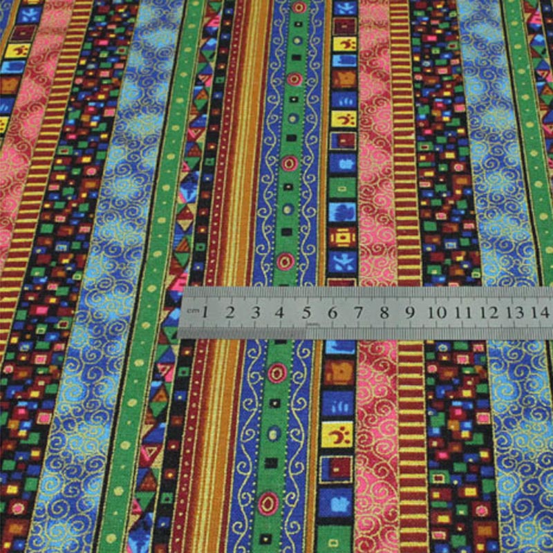 Baumwolle/leinen textil ethnische stoff Mischungen Volk-stil vergoldeten für DIY handwerk vorhang tischdecke kissen näHenne handarbeit dekoration: Grün / 100X145CM