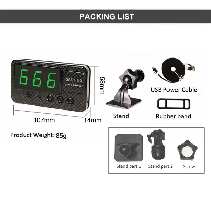 Universal Gps Speedometer Odometer Mileage Hud Display Digital Speed Alarm Mph Kmh for Cars Trucks Motorcycle and Bicycle Tools