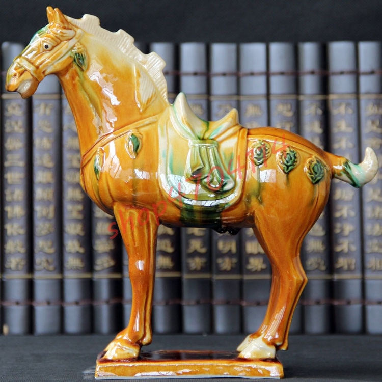 Ren håndlavet keramik tang trefarvet galant hest ornamenter, udsøgte kunsthåndværk dekorationer