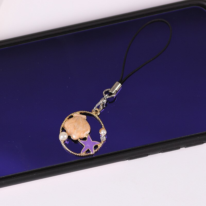 2020 nova chegada 1 peça de alta qualidade metal moda escudo estrelas cinta do telefone móvel bonito chaveiros cordão decoração do telefone