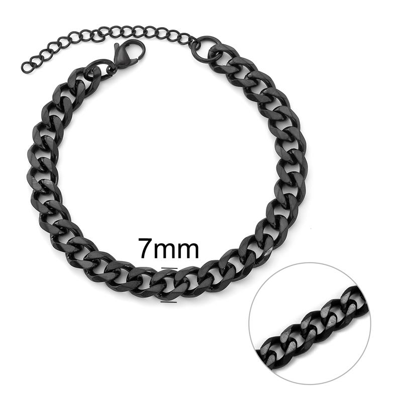 Jiayiqi Mode Cubaanse Ketting Armband Voor Mannen Vrouwen Rvs Mannelijke Sieraden 3/5/7Mm Verstelbare Bangle armbanden Op Hand