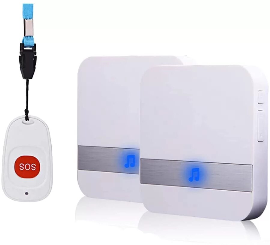 Draadloze deurbel met pager Noodalarm voor ouderen, 52 klokkenspel, AC 110V-220V, bereik van 200 m, thuisoproepbel, (EU/AU/UK/US) Stekker: MULTI / VS