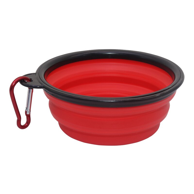 Sällskapsdjur mjuk hund skål 1pc vikbar silikon reseskål för hund bärbar hopfällbar fällbar hund skål för sällskapsdjur kattmat vatten matning: Röd