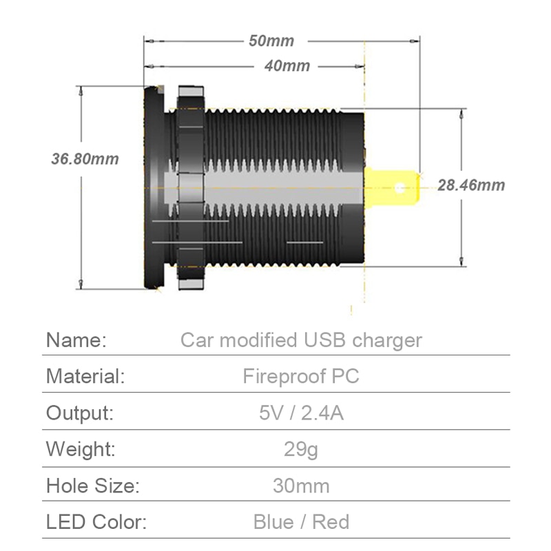 Dubbla usb  qc3.0 billaddare uttag med touch-omkopplare vattentät dammtät lock led 12v biluttag för telefon surfplatta kamera gps dvr
