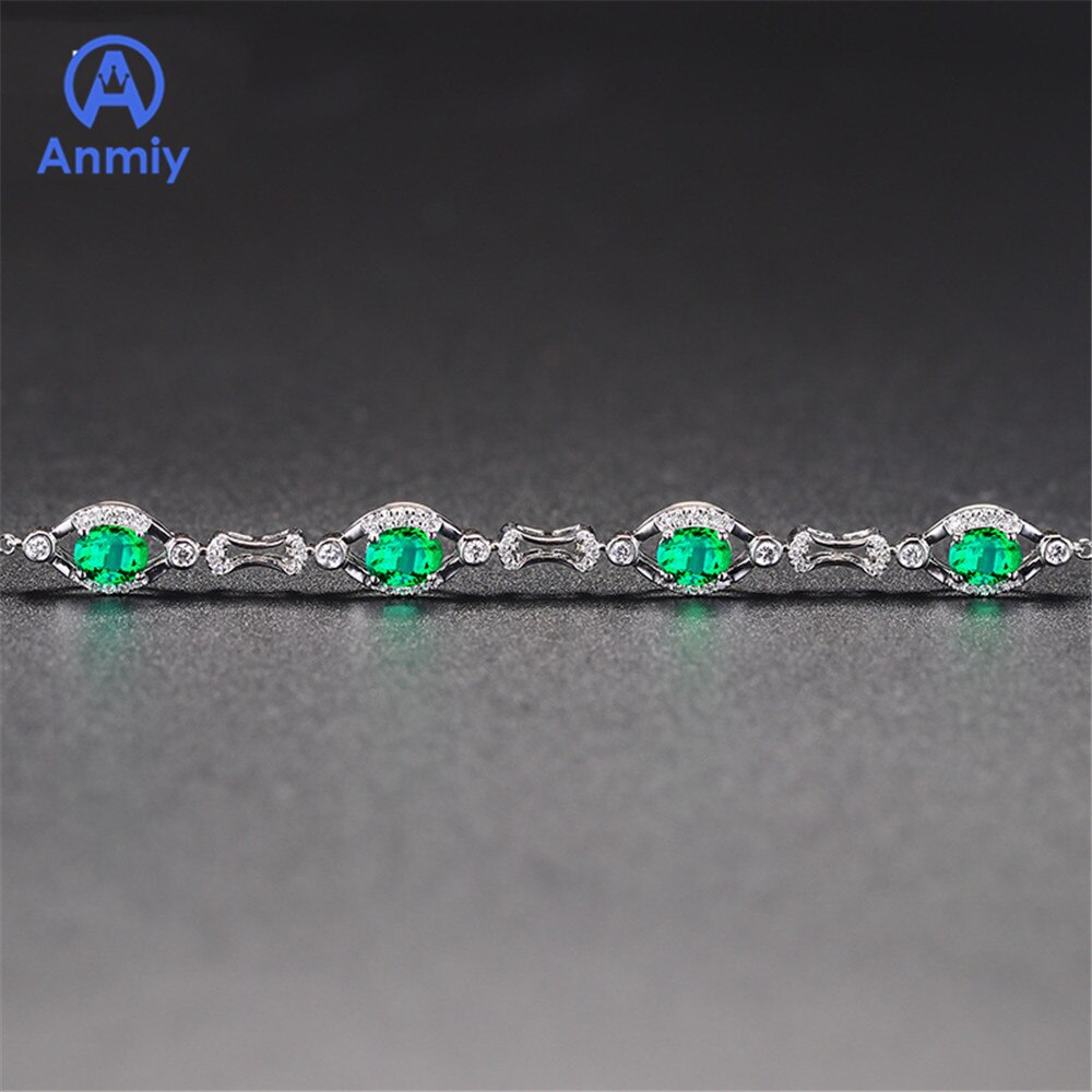 Anmiy Bracelet Tourmaline verte haut de gamme groupe de femmes Zircon bijoux de couleur