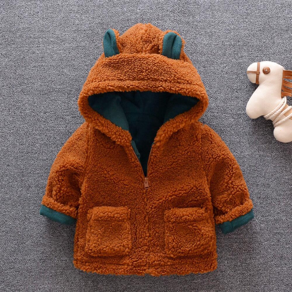 baby boys warm coats winter Toddle baby casual cotton thick velvet jackets for bebe boys infant clothing boy's outwear: brown / 12M
