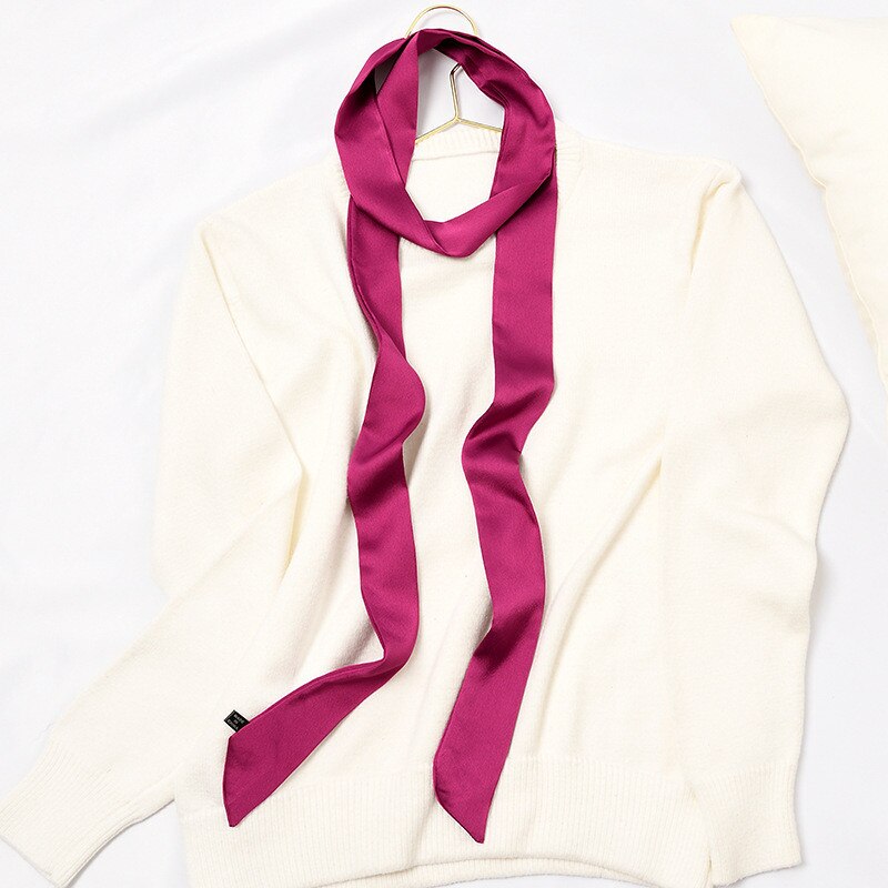 Zijde Dunne Slanke Smalle Sjaals Vrouwen Sjaals Kleine Kettingen Lint Universele Lange Sjaal: Purple 