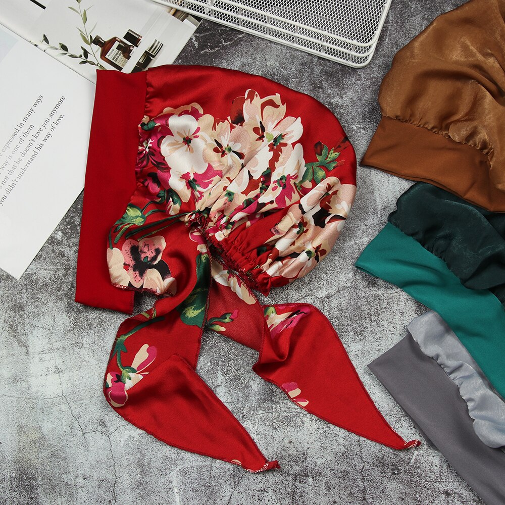 Novo verão muçulmano turbante chapéu de perda de cabelo hijab câncer cabeça cachecol quimio pirata boné headwear bandana impresso ajustável chapéus elásticos