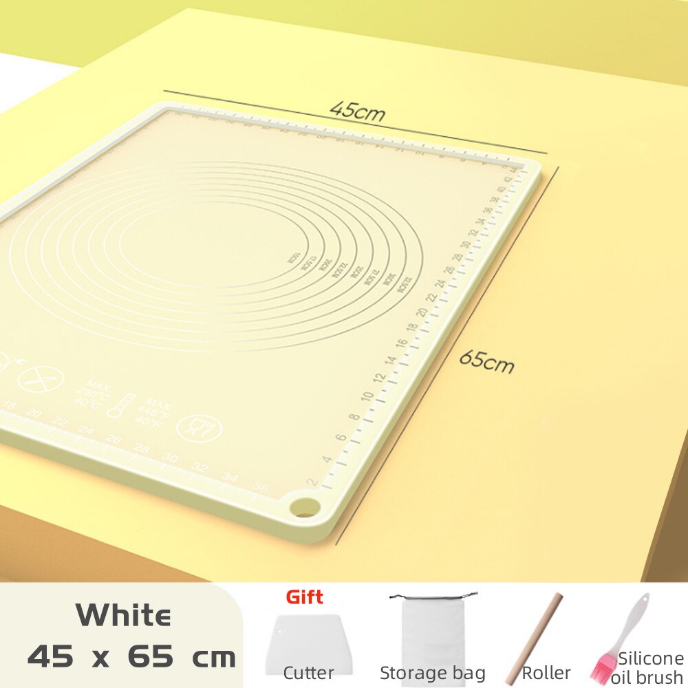 Tappetino per impastare in silicone ultra grande 80*60 tavole per pasticceria foglio antiaderente fuori misura trasparente strumento per pasticceria da cucina: 45x65cm bianca