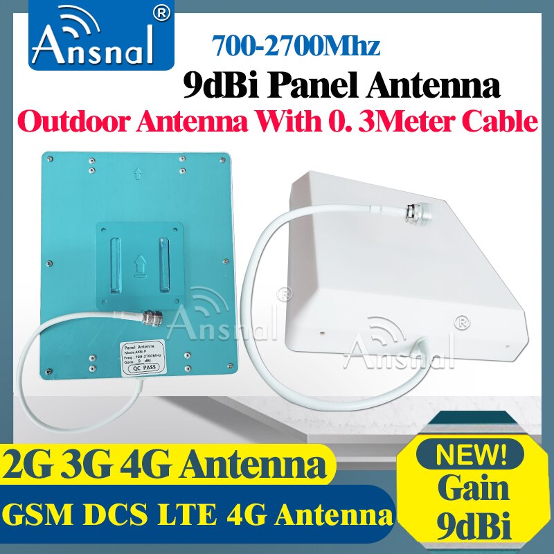 700-2700Mhz Gsm 2G 3G 4G Antenne 9dBi Indoor Panel Interne Outdoor Antenne Met 2M/0.3M Kabel Voor Gsm Cellulaire Versterker: 0.3Meter Cable