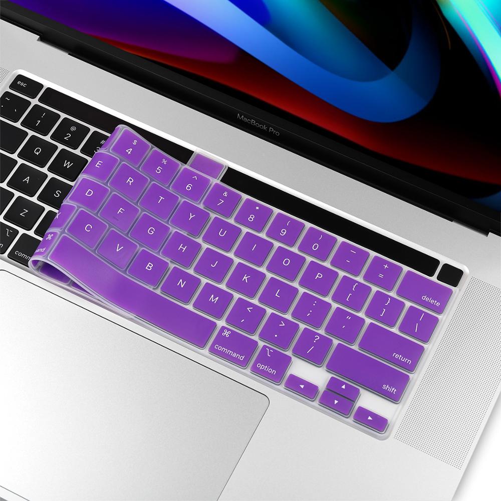 Keyboard Cover for Macbook Pro 16 Model A2141 US Enter English Alphabet Silicone Keyboard Protector Skin: Purple