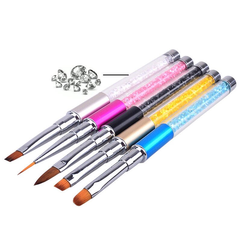 Trazador de líneas de pintura en Gel UV, 1 unidad, cepillo de pluma para uñas, removedor de cutículas de cuarzo, mango de cuentas de 10 colores, herramienta de pincel para manicura artística