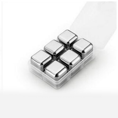 Cubos de hielo de acero inoxidable, piedra de hielo, piedra fría glaciar Rock, refrigerador de bebidas ordenado, piedras de gel para vino y whisky, gran: 6 pcs