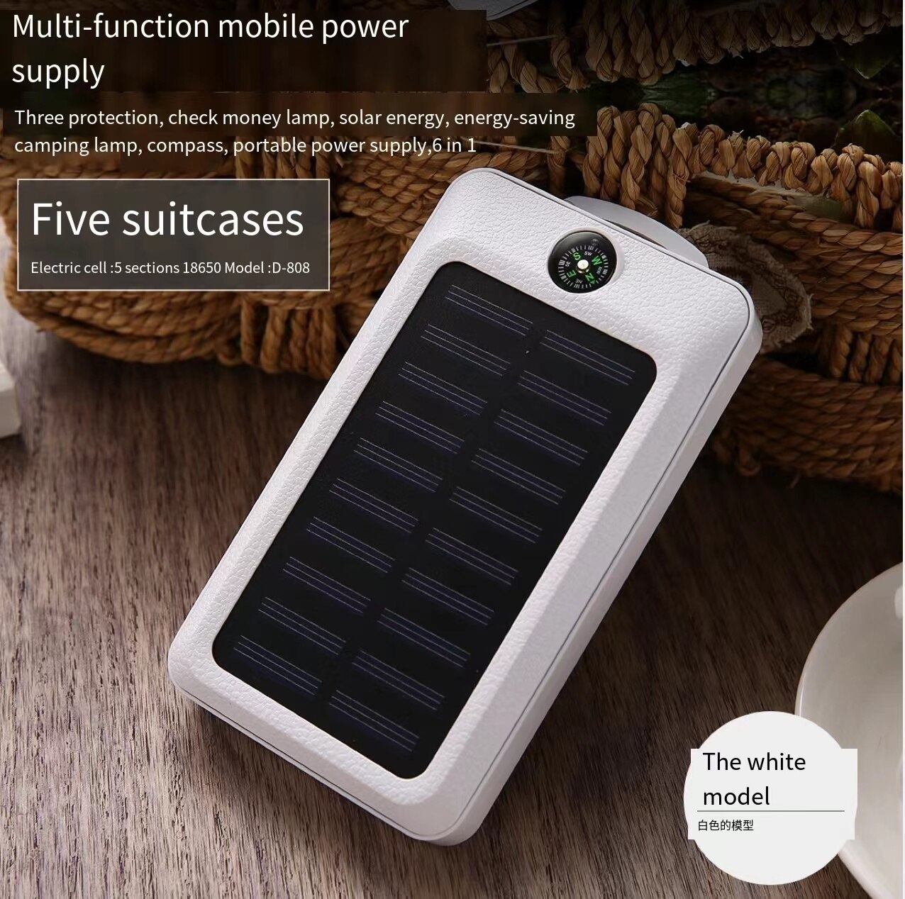 Solar Power Bank Waterdichte 10000 Mah Solar Charger Usb Poorten Externe Lader Powerbank Voor Xiaomi 5 5s Smartphone Met Led licht: White