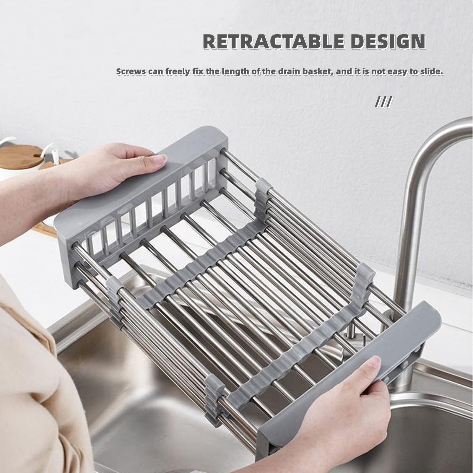 Égouttoir à vaisselle, panier de vidange d'évier en acier inoxydable, évolutive, rangement de cuisine, égouttoir pour légumes et Fruits, organisateur universel