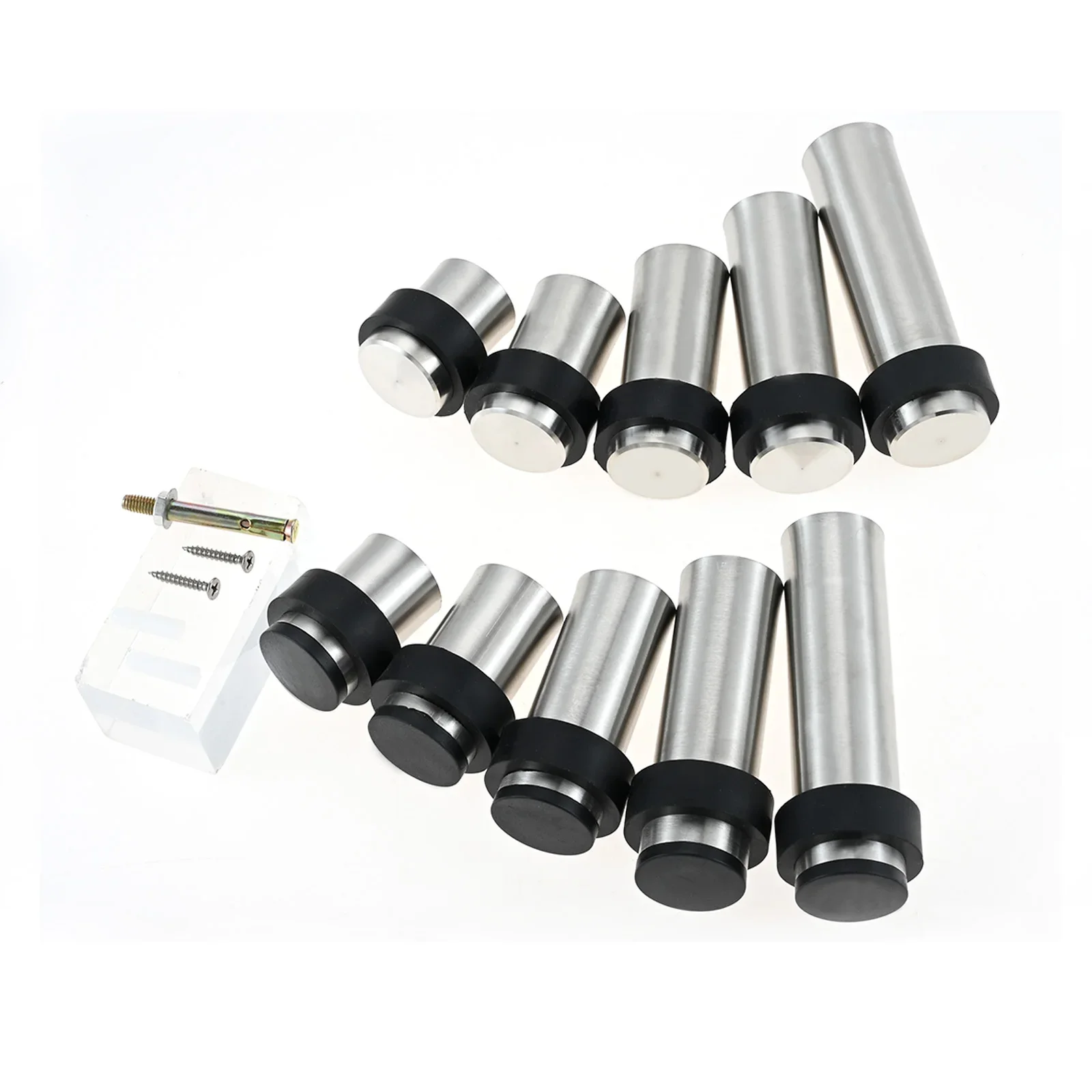 Tope de puerta silencioso de acero inoxidable, Tope de puerta cilíndrico anticolisión montado en la pared, para puertas de azulejos de cerámica, vidrio y madera, 1 unidad