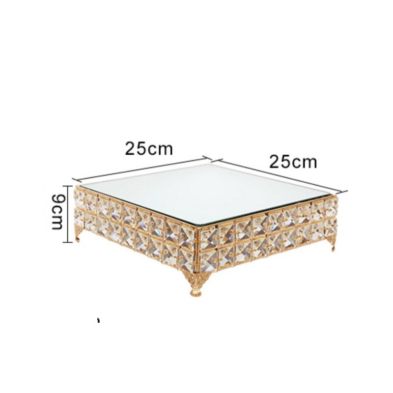 High-end Metal Mirror Cake Stand Wedding Dessert Table Crystal Cake Table Decoration Glass Fruit Plate Pastry Display Plate: 1pcs1
