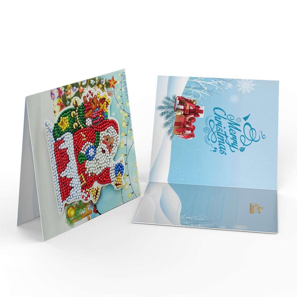 HK101 8pcs Diamond Cards Diy Cross Stitch Cartoon The Christmas Card Diamond Painting Greeting Cards