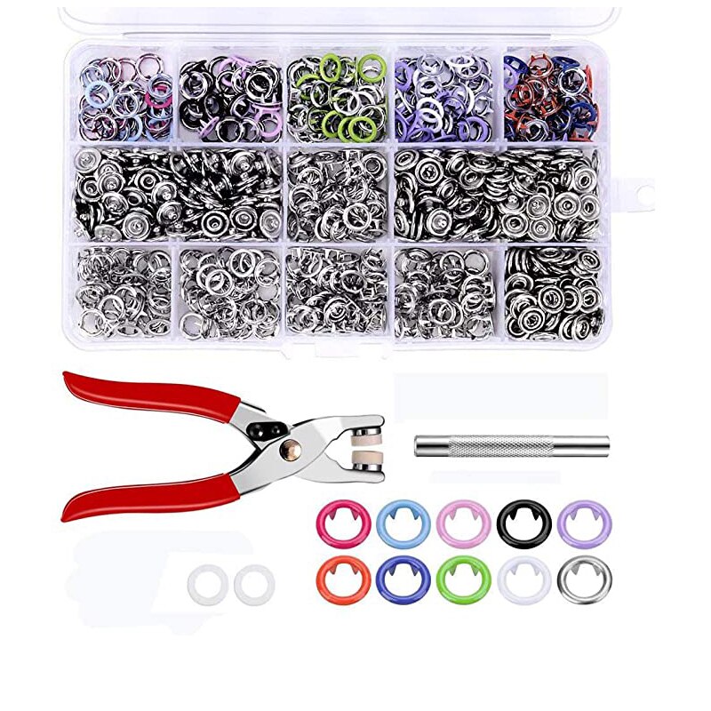 Kleding Knop 200 Sets Snap Fasteners Tool 10 Kleuren 9.5 Mm Metal Knoppen Ringen Met Fastener Tangen Druk Tool Kit voor Kleding