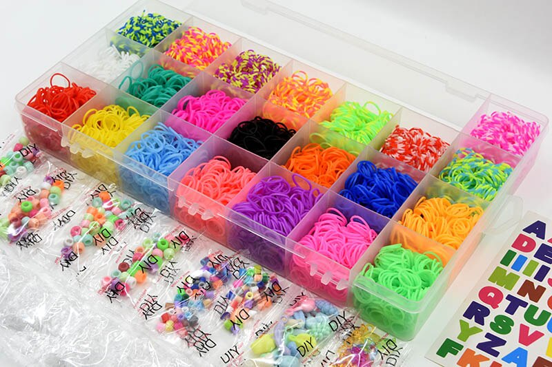 Vävstol gummiband barn gör-det-själv konst hantverk leksaker regnbågsarmband flicka hårband färgglada tuggummi gör vävda armband barn leksak