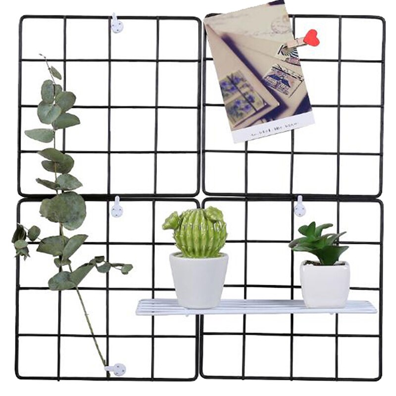 Style Metal Grid Photo Frame Wall Art Display Mesh Storage Shelf Organizer Rack Holder Home Decoration 20/35/50cm