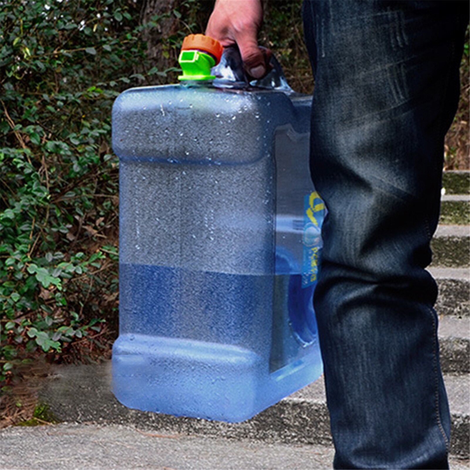 25L Outdoor Camping Water Carrier Storage Container Square PC Car Bucket Thickened with Faucet Self -Driving Car Portable Bucket