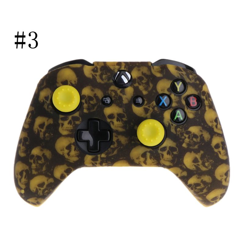 Schedel Patroon Siliconen Gamepad Cover + 2 Joystick Caps Voor Xbox One X S Controller: 3