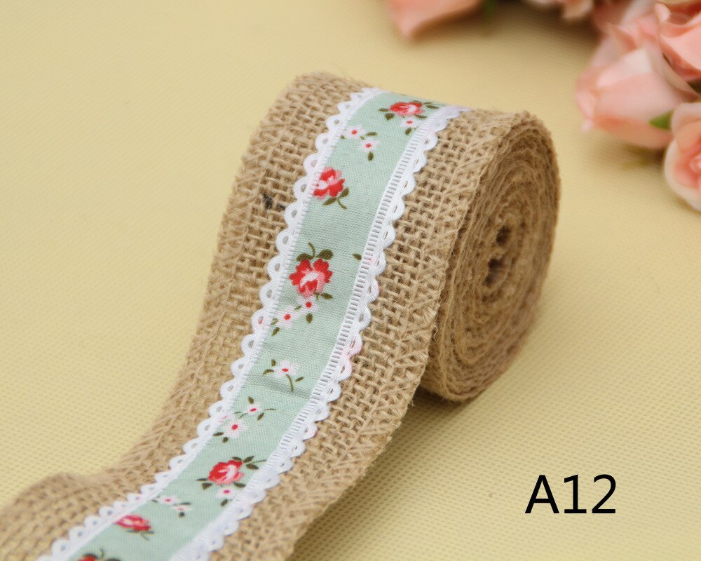 1 Pc DIY Natural Jute Burlap Lace Ribbon Rustic Vintage Wedding Decor Hessian Jute Roll Merry Christmas Party Supplies DIY: 12