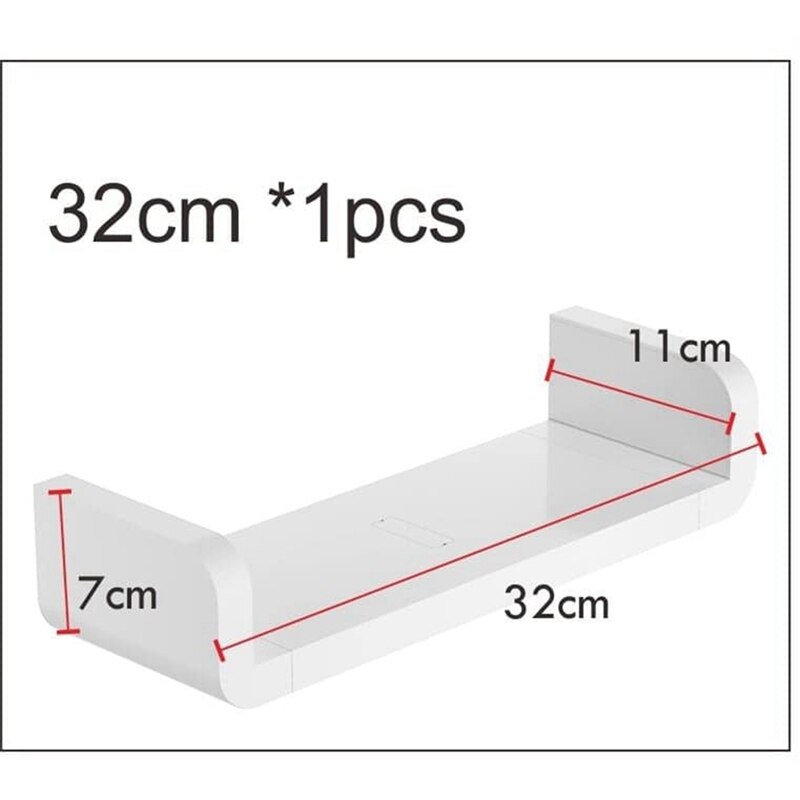 Bathroom Floating Shelf U Shape Suction Wall Rack Storage Organizer Self Adhesive [No Drilling Installation]