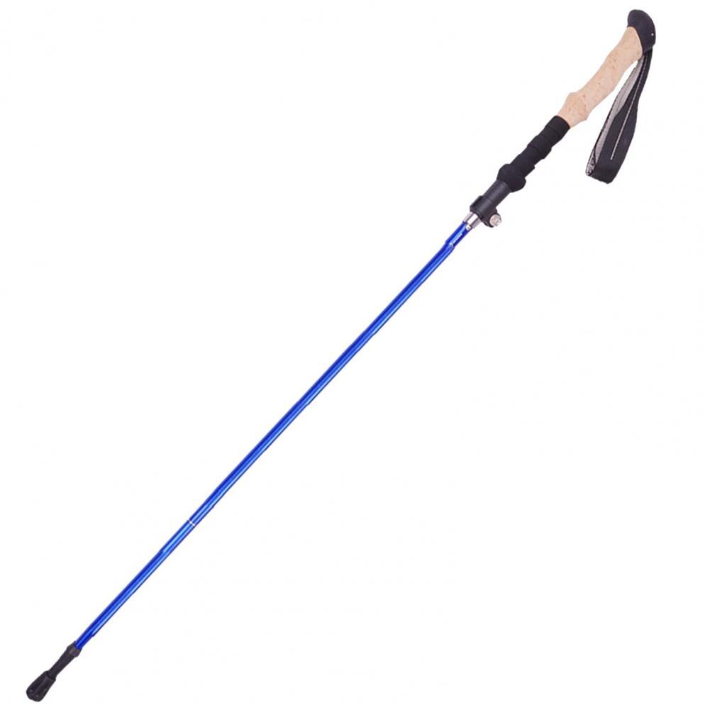 Lightweight Aluminum Alloy Folding Trekking Pole Hiking 5 Section Walking Stick: Blue