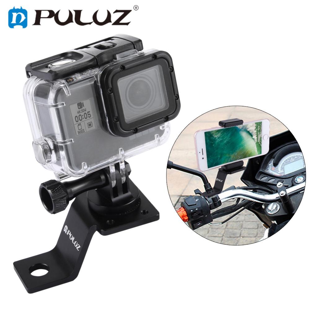 Puluz aluminium motorcykel fast holder action kamera monteringsbeslag til gopro hero 7/6/5/4/3/2/ dji osmo action / xiaoyi / andet kamera