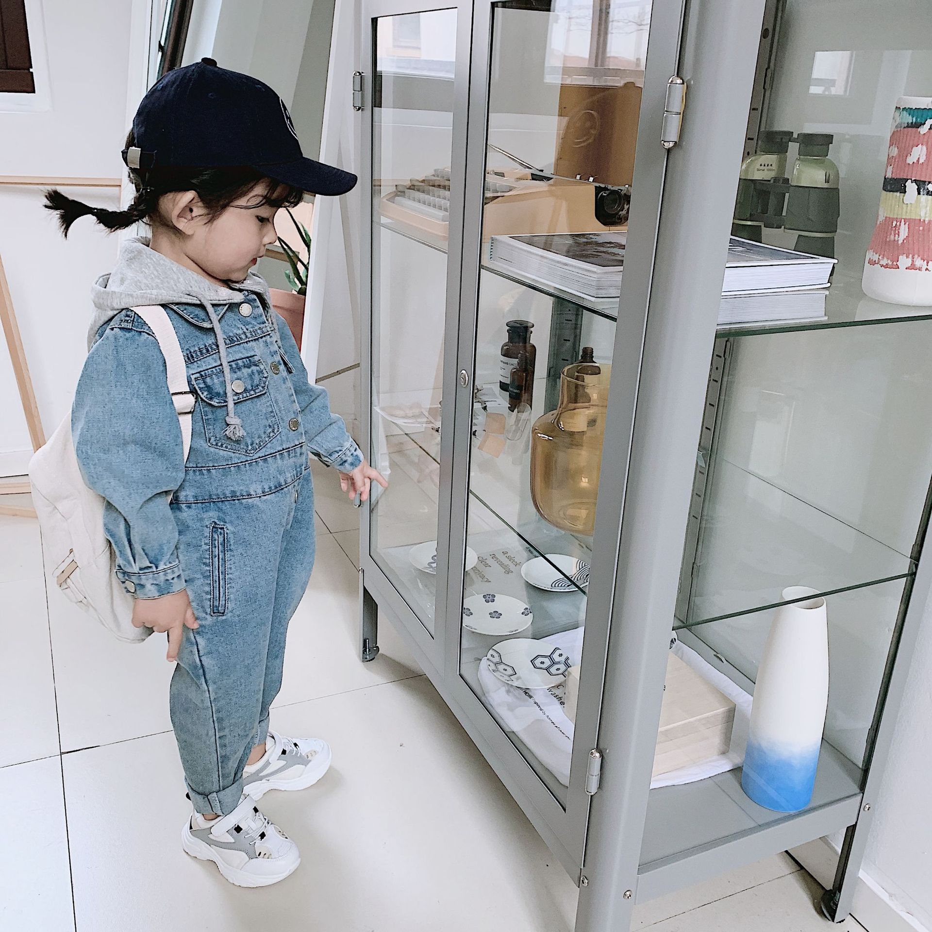 2-7 Jaar Kinderkleding Hong Kong Stijl Zomer Jongens En Meisjes Baby Trendy Denim Jumpsuit Hoed verwijderbare Jasje Rompertjes