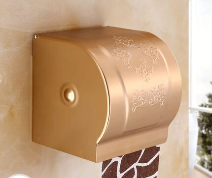 Bathroom Accessories Set Aluminum Carved Champagne Gold Towel Rack Towel Bar/Ring Toilet Brush Holder Corner Shelf Paper Holder: Paper box B