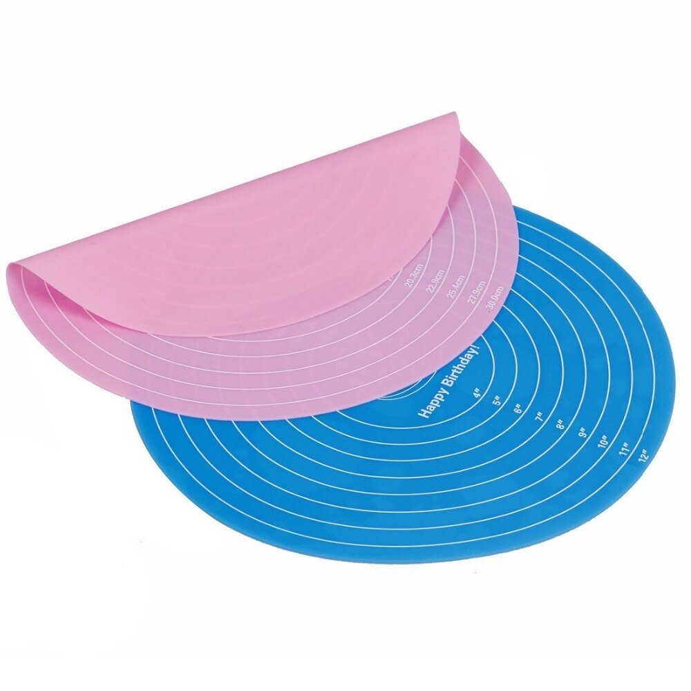 12inch Round Silicone Pastry Mat With Measurements For Cake Turntable Stand DIY Making Size Guide Kitchen Baking Mat