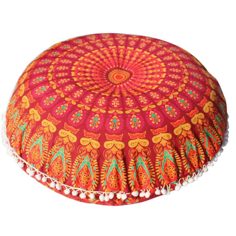 Pillow Case Large Mandala Floor Pillows Round Bohemian Meditation Cushion Cover Ottoman Pouf Pillowslip Home Decor