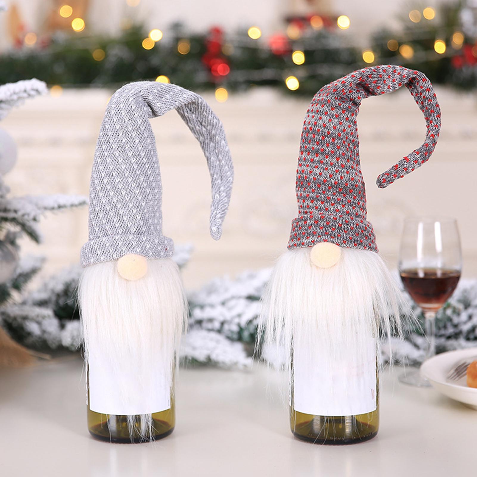 Jul vinflaske plaid plys støvdæksel taske xmas santa flaske taske vin dækning hotel restaurant rekvisitter julebord indretning