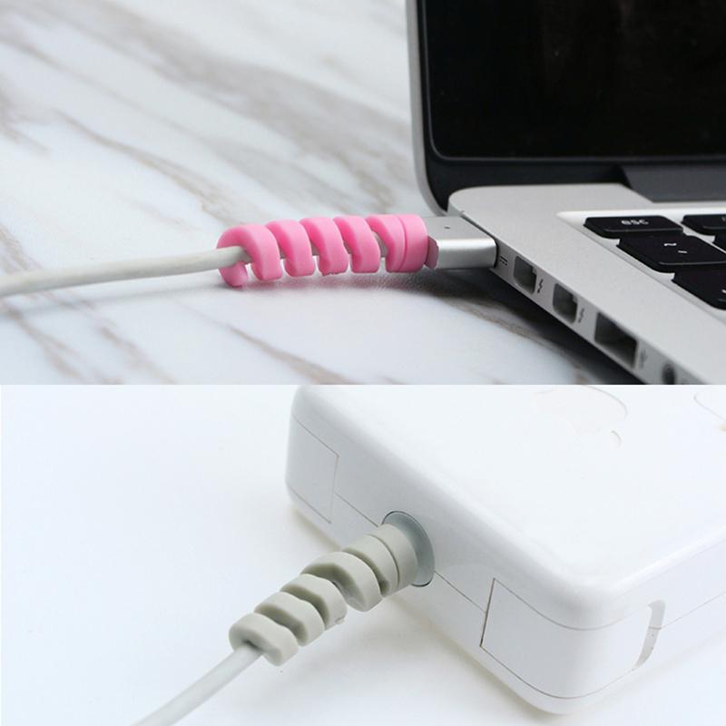 4 Pcs Cable Protector Cord Wire Bobbin Winder Data Line Mini Silicone Cover Charging Cable Winder for Phone Charger Cable