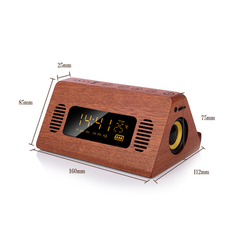 Alarm Clock Bluetooth Speaker FM Radio Digital Temperature Touch Screen Retro Snooze Table Clocks Phone Charging Voice Broadcast