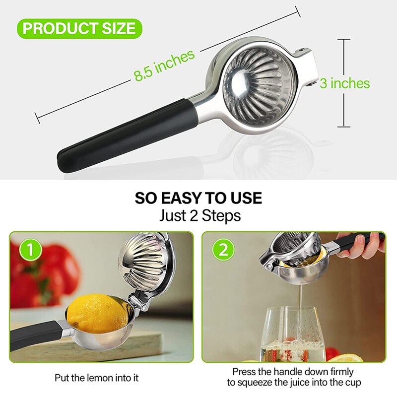 Lemon Squeezer, Stainless Steel Manual Lime Squeezer, Fruit Citrus Juicer Press with Non-Slip Grip Hand Juicer