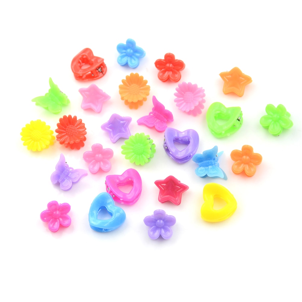 20 Pcs/Lot Solid Color Cartoon Shape Mini Small Hair Clips Girls' Hair Claw Jaw Toddlers' Side Hairpin Accessories Whosesale
