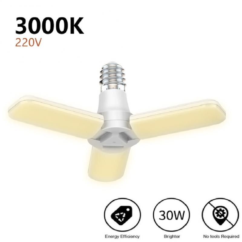 Luces para Garage LED, 40W/30W, ventilador plegable E26, luz de garaje de 4000LM/3000LM, 85-265V, iluminación Industrial para sala de estar