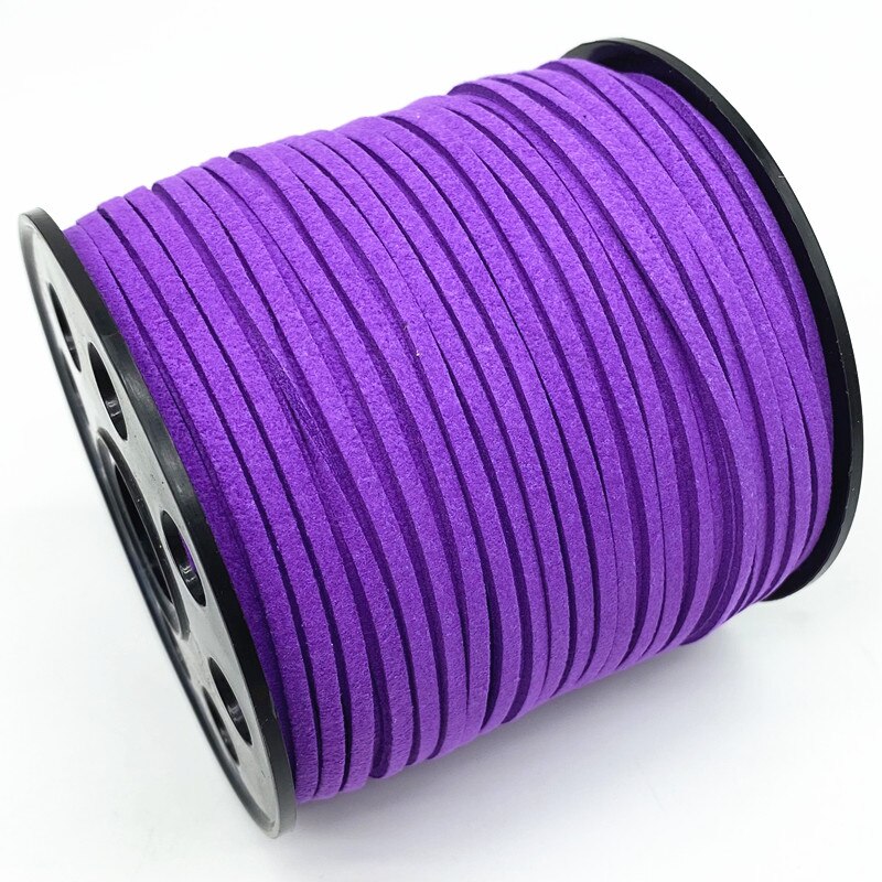 Cordón plano de gamuza trenzada de imitación, cuerda de rosca hecha a mano de cuero de terciopelo coreano de 5 yardas y 3mm para DIY, suministros de joyería # Ro: 09