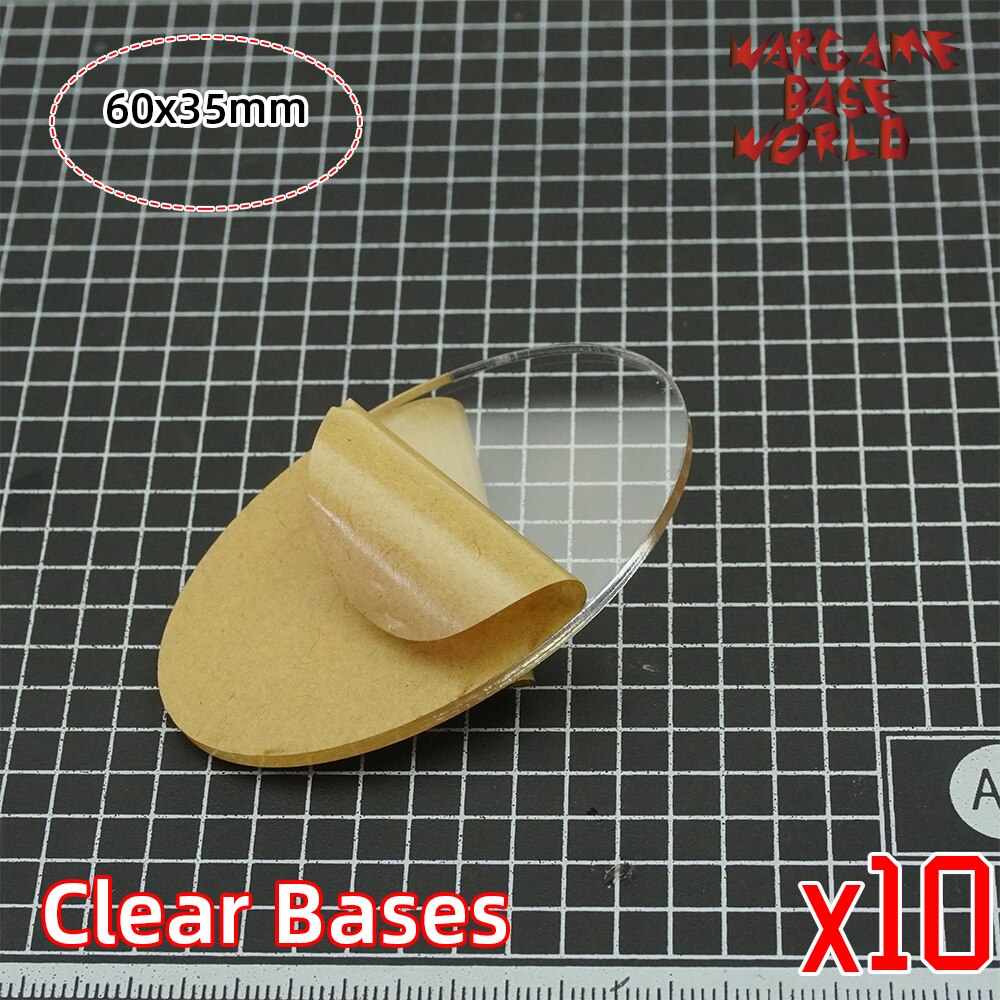 TRANSPARENT / CLEAR BASES for Miniatures - wargame oval bases 60x35mm oval bases: 10 bases