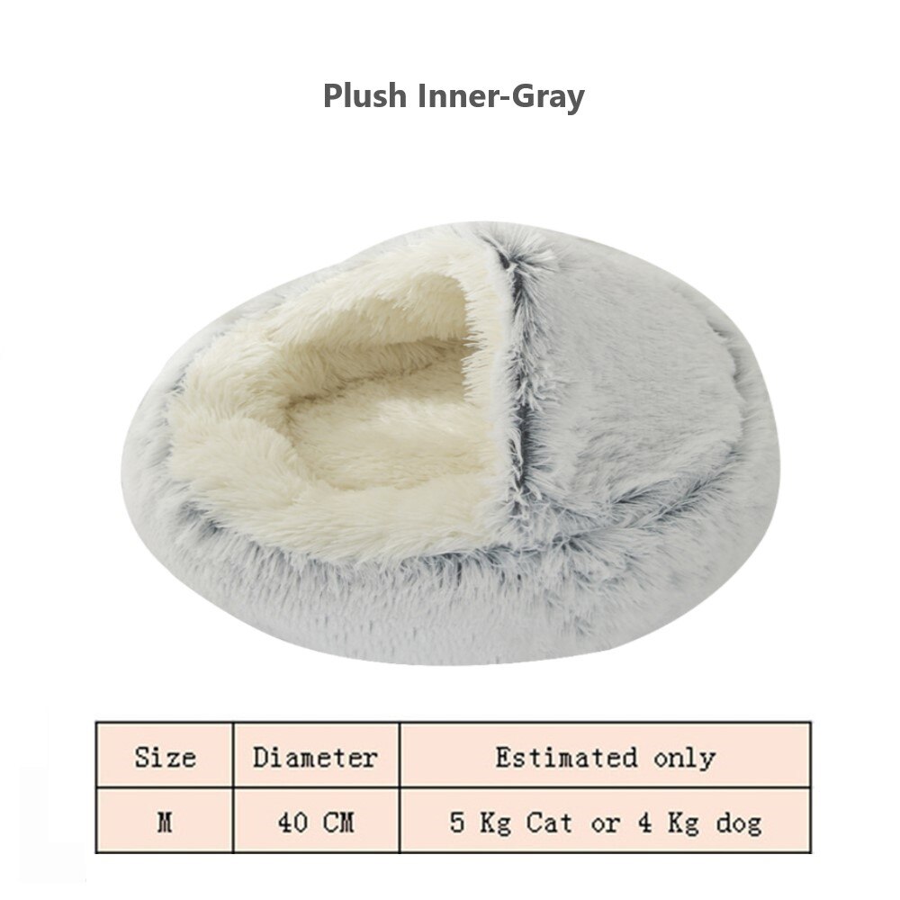 Gato cama cueva con capucha Donut acogedor suave cama de peluche para perro auto calentamiento Cuddler cama nido para pequeño mediano de perros, gatos, cachorros.: Plush Inner-gray