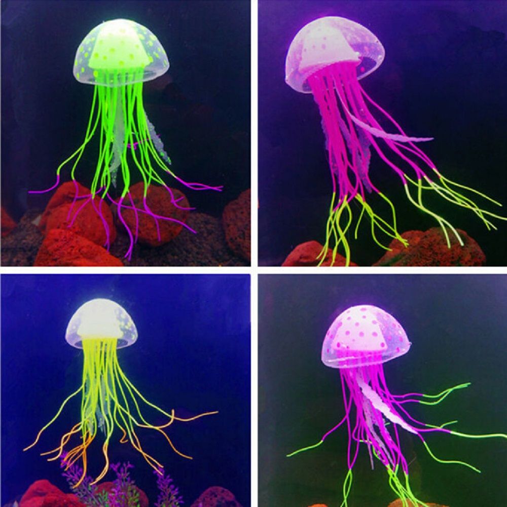1pcs Glowing Moon Jellyfish Aquarium Decor Artificial Jellyfish Fish Tank Ornament Harmless to all fish For both fresh and salt