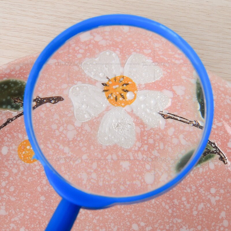 Handloep draagbare vergrootglas leesbril lens kinderen inspectie vergrootglas voor lezen kleurrijk 60mm