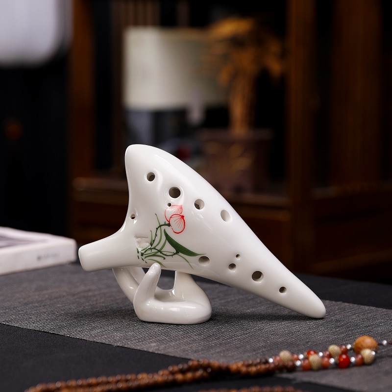 Fijne Handgeschilderde Ocarina 12 Hole Ac Professionele Beginner Fluit Twaalf Hole Alto C Tone Tao Xun Playing Musical instrument: lotus rhyme
